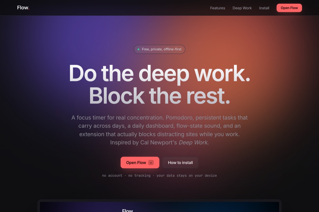 Flow — deep work timer
